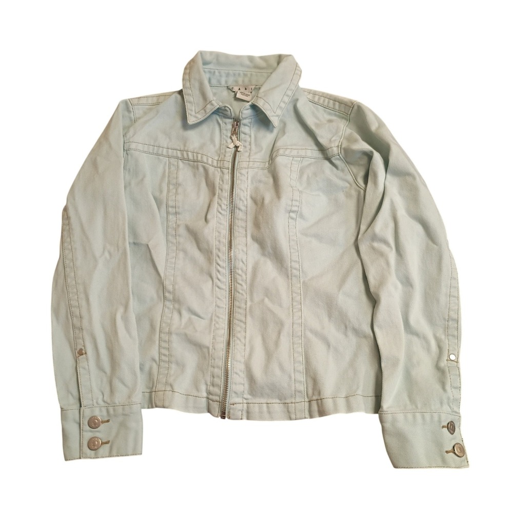 Cabi Denim Jacket Womens Medium Baby Blue Full Zip Cotton Style 254 Pastel